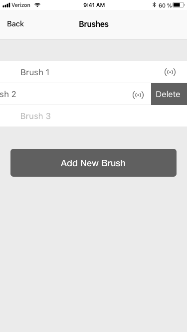 Settings Brushes Delete